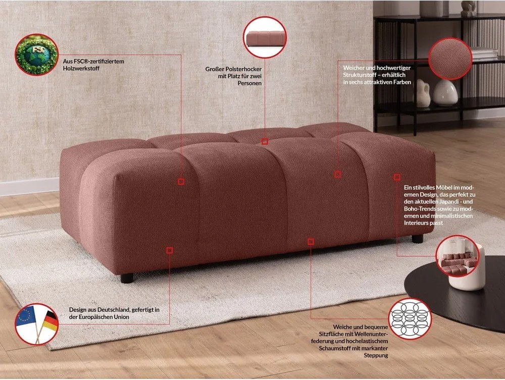 Podnóżek w kolorze terakoty Albane – Ropez