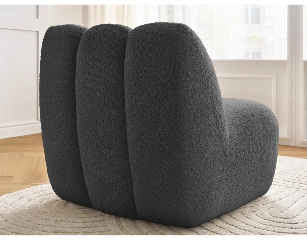 Ciemnoszary fotel z materiału bouclé Janissaire – Bobochic Paris
