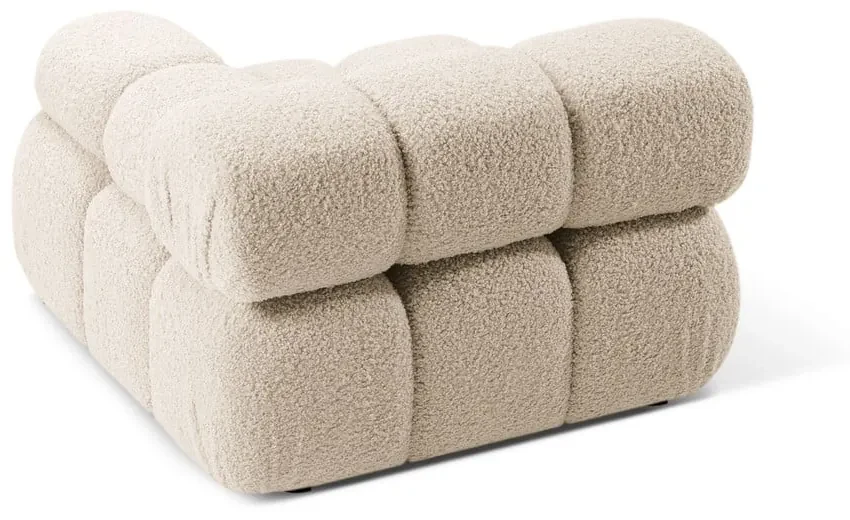 Beżowy moduł sofy z materiału bouclé (prawostronny) Bellis – Micadoni Home
