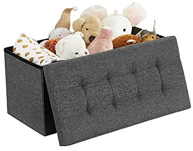SongmicsHome Taboretka z miejscem do przechowywania OTO, 76x38x38cm, antracyt
