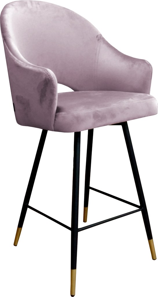 Hoker Velvet krzesło barowe tkanina Welur podstawa metalowa : Kolor nogi - Czano-złota stożek, Kolor tkaniny - VELVET - MG55, Typ siedziska - Siedzisko stałe