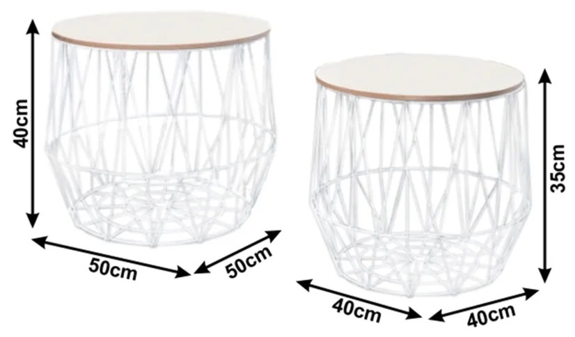 Komplet stolików podręcznych Dalux, biały