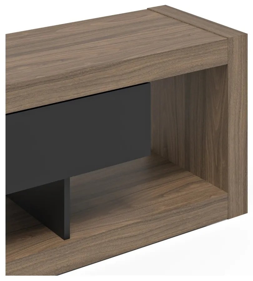 Czarna szafka pod TV w dekorze orzecha 175x52 cm Nara – TemaHome