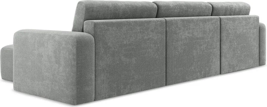 Szary rozkładany/ze schowkiem narożnik z tkaniny szenilowej (w kształcie litery U) Kona – Makamii