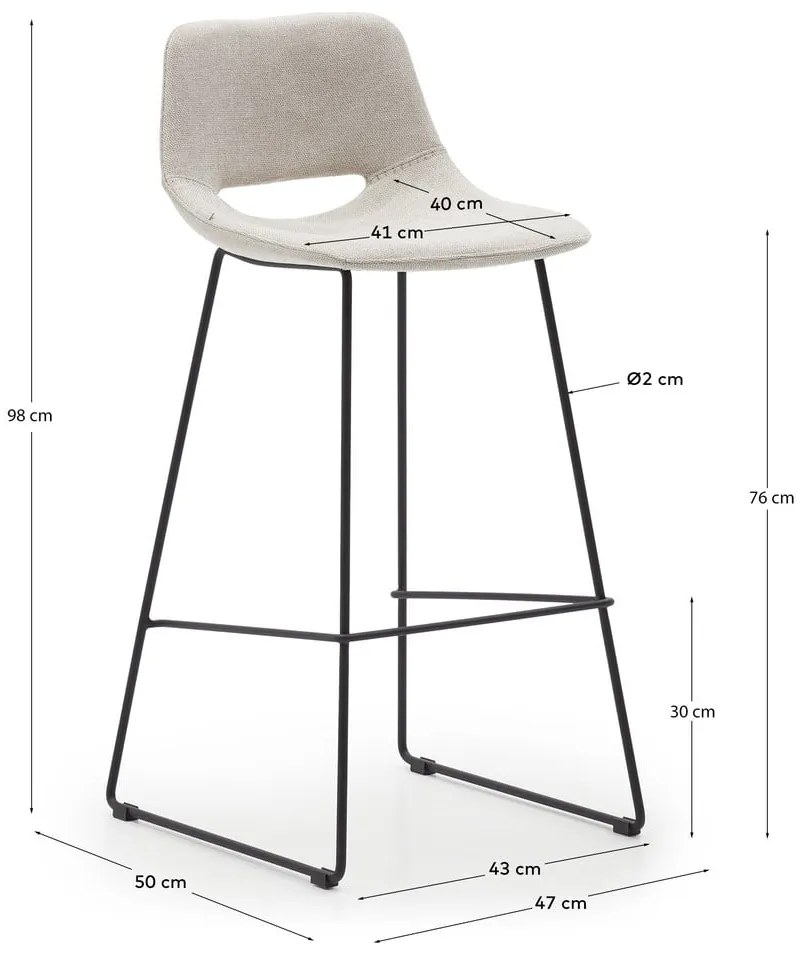 Beżowy hoker (wysokość siedziska 76 cm) Zahara – Kave Home