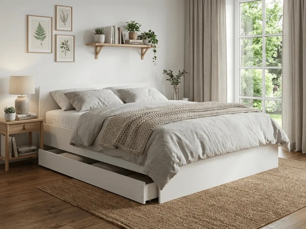 Łóżko ELISA 180 x 200 cm, białe Stelaż: Bez stelaża, Materac: Materac Deluxe 10 cm