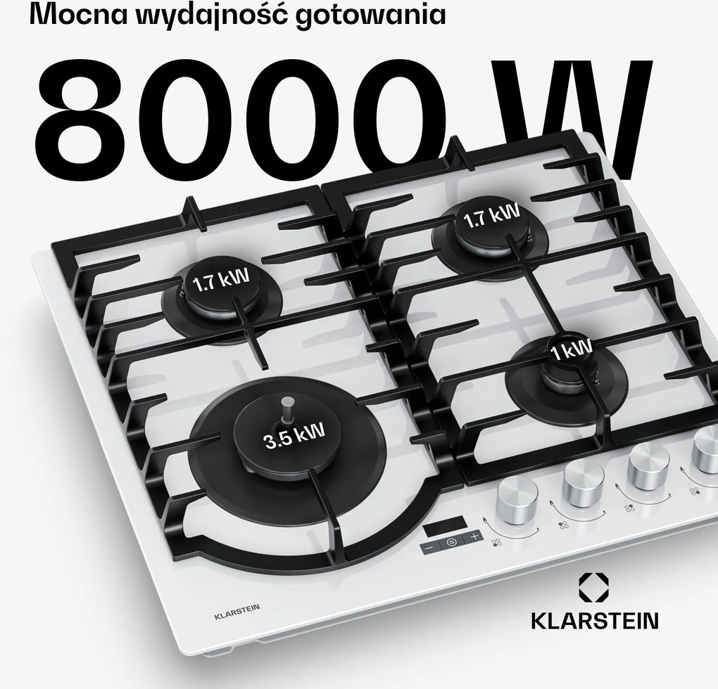 Klarstein Ignito Timer 60cm Płyta gazowa 4 palniki Szara