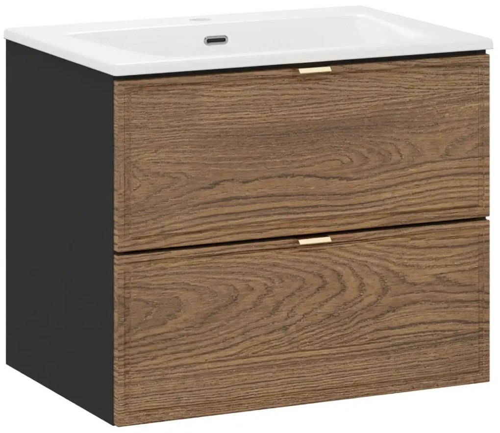 Szafka pod umywalkę TALIA CASELLA 2S 60cm dąb casella/czarny mat COMAD