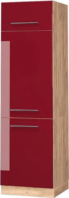 Szafka na lodówkę bordowa czerwień wysoki połysk 60x58.1x206.8 fame-line