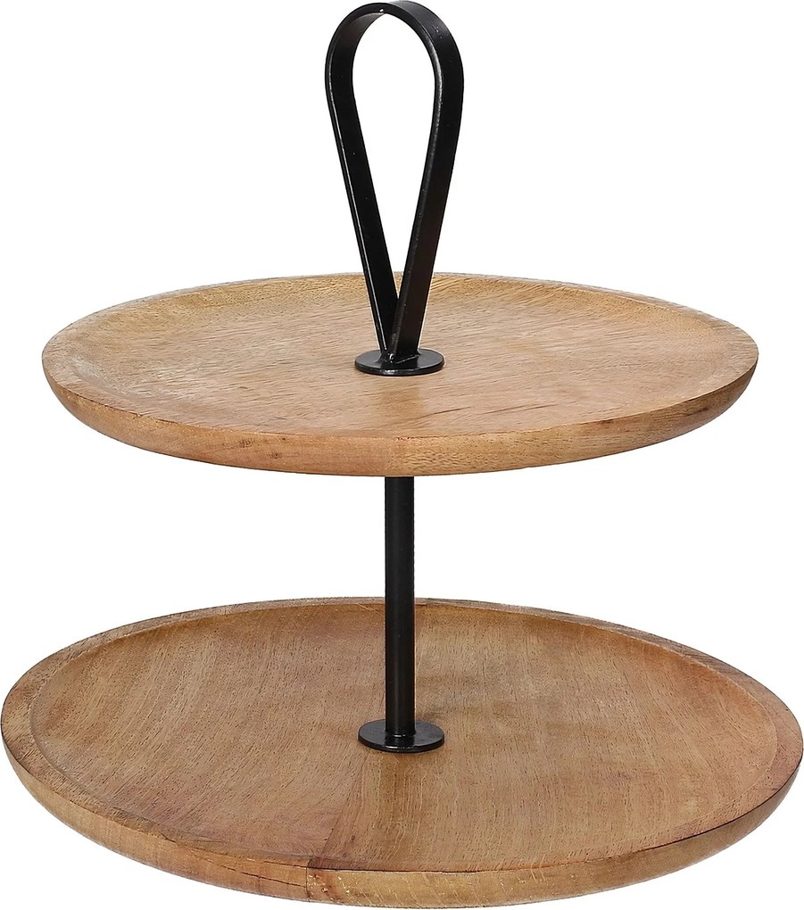 Patera drewniana dwupoziomowa Kabir 34x35 cm