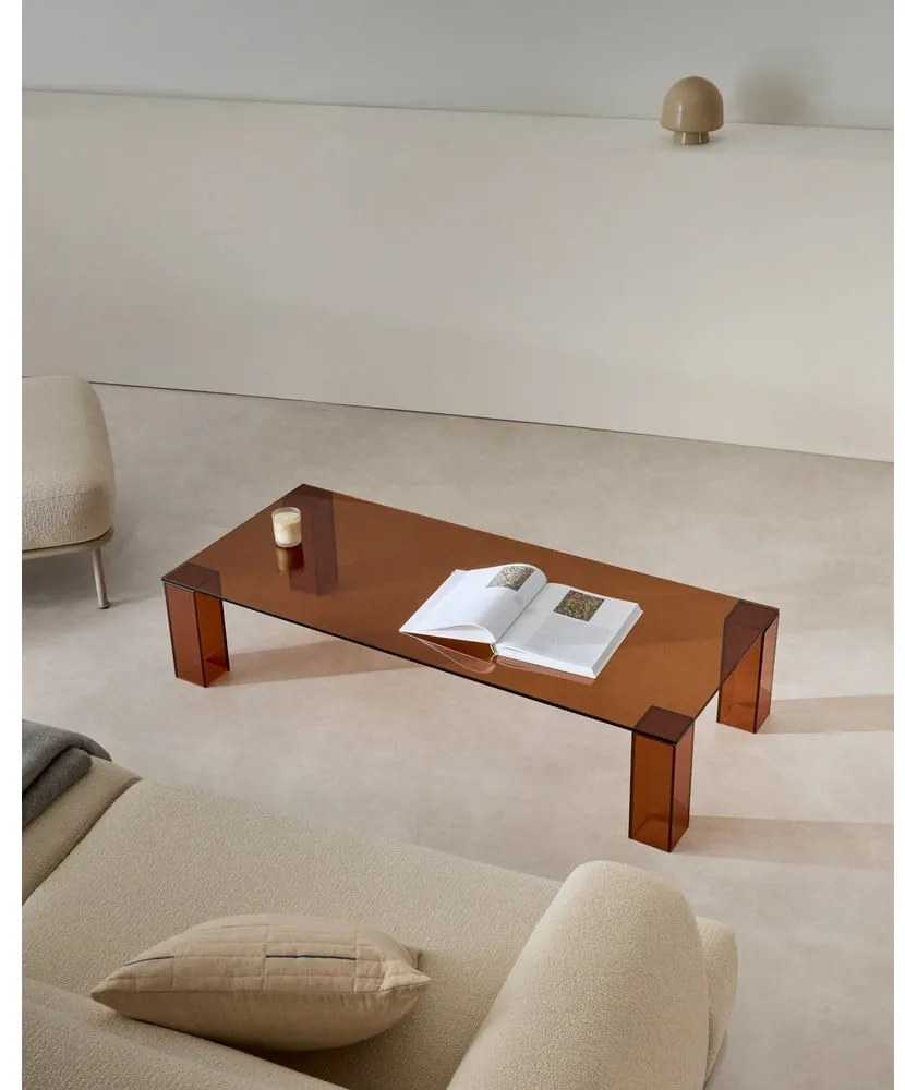 Brązowy szklany stolik 60x140 cm Adularia – Kave Home