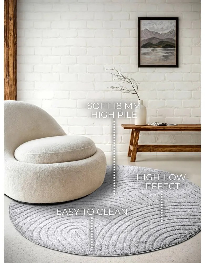 Jasnoszary okrągły dywan ø 200 cm Panglao New York Light Grey – Elle Decoration