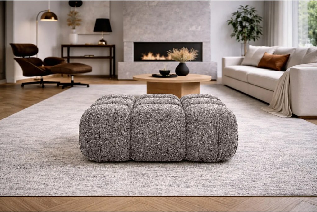 Pufa modułowa, tkanina bukla Abriamo, Brązowy, Selia