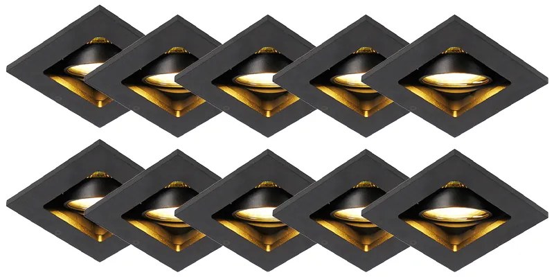 Zestaw 10 inteligentnych wpuszczanych reflektorów czarnych w tym Wifi GU10 - Qure