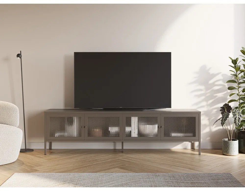 Szara metalowa szafka pod TV 160x50x35 cm Layna – Marckeric