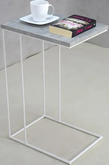 Druciany stolik pomocniczy biały + beton - Martix 3X