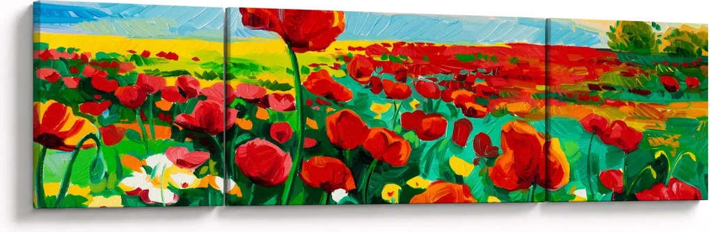 Obraz pola z makami (170x50 cm)