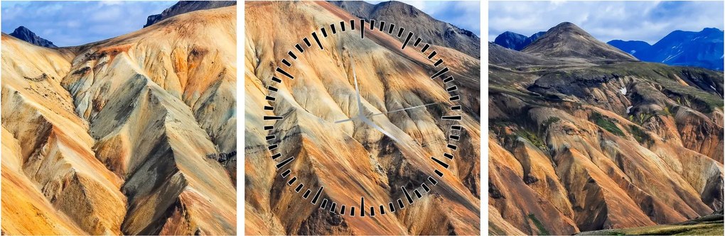 Obraz - Landmannalaugar (z zegarem) (90x30 cm)