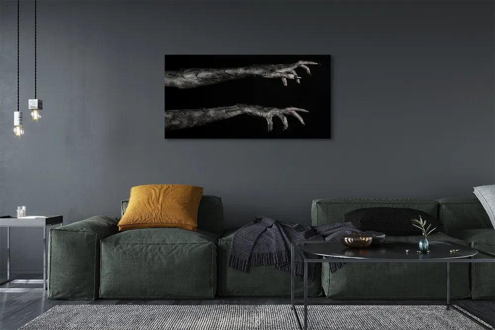 Obraz na płótnie Brudne Ręce na Czarnym Tle