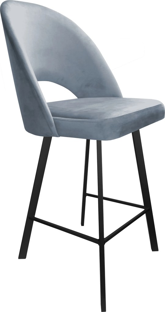 Hoker POLO krzesło barowe tkanina Welur podstawa metalowa hoker do kuchni : Kolor nogi - Czarna profil, Kolor tkaniny - VELVET - BL06, Typ siedziska - Siedzisko stałe