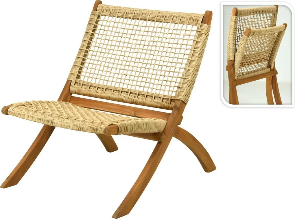 Składany fotel z oparciem Relax, drewno akacjowe, 78 x 63 x wys. 73 cm