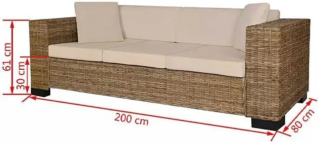 Kanapa rattanowa 3-osobowa Letsa 3C