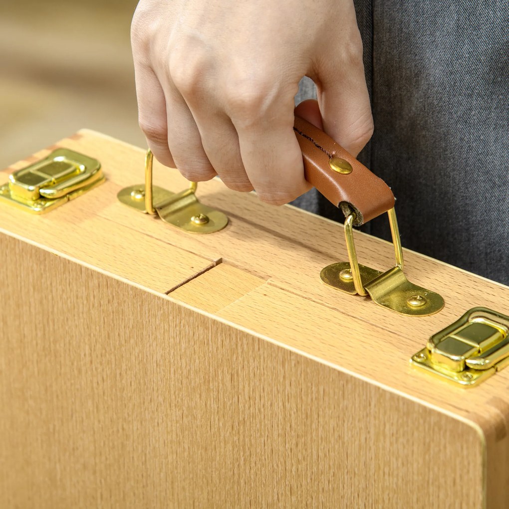 HOMCOM Sztaluga Stołowa Składana, Drewno Bukowe, 27cm x 41,5cm x 74,5cm, Naturalna