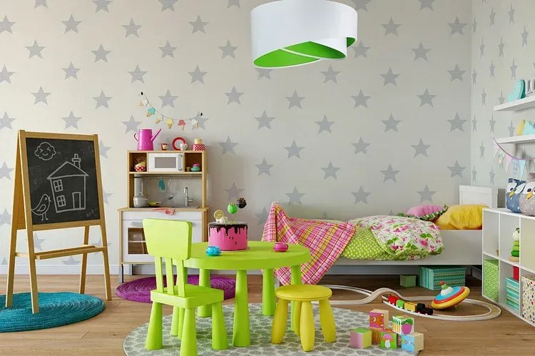 Biało-zielona elegancka lampa wisząca - 3X EX990 D2-B33