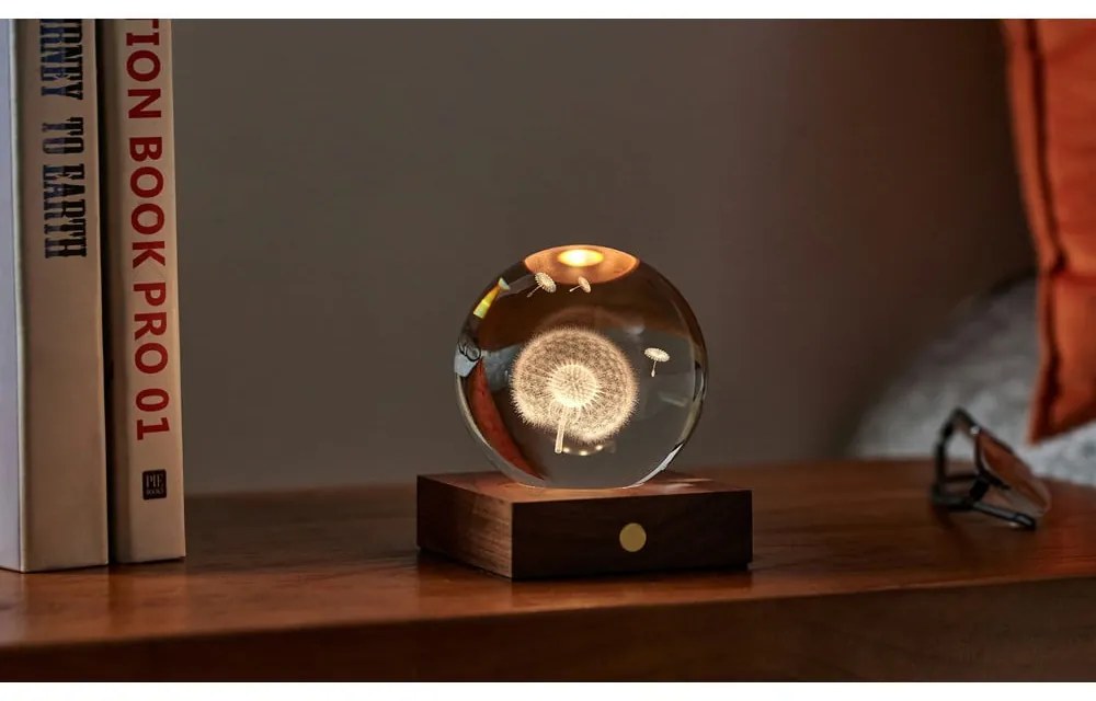 Ciemnobrązowa lampa stołowa ze ściemniaczem i szklanym kloszem (wys. 12 cm) Amber – Gingko