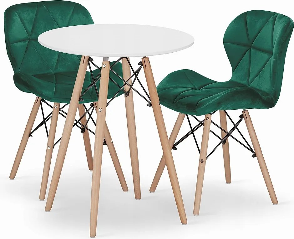 Zestaw stołowy Valora KOVA 60, biały, okrągły, nowoczesny design do jadalni x2