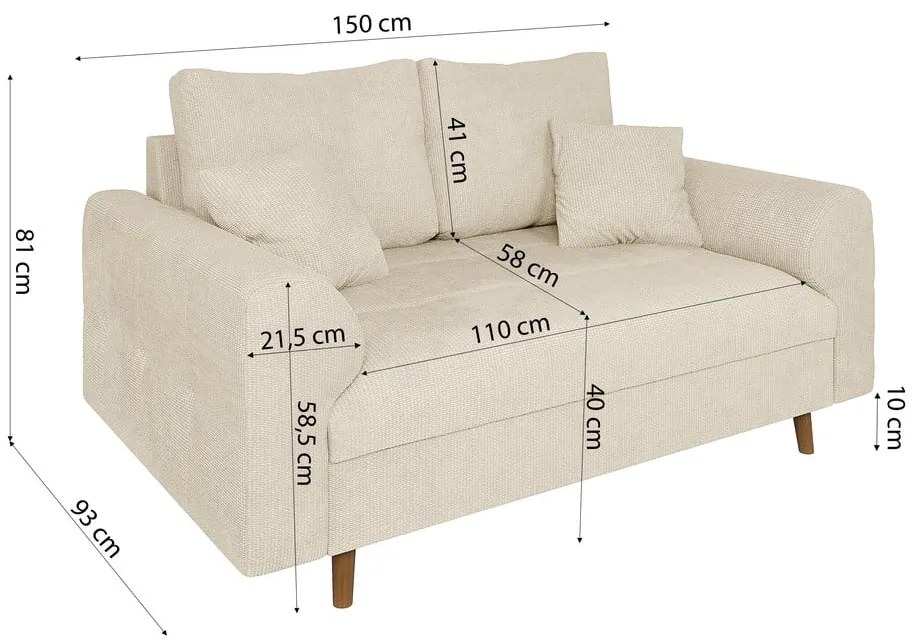 Beżowa sofa 150 cm Ariella – Ropez