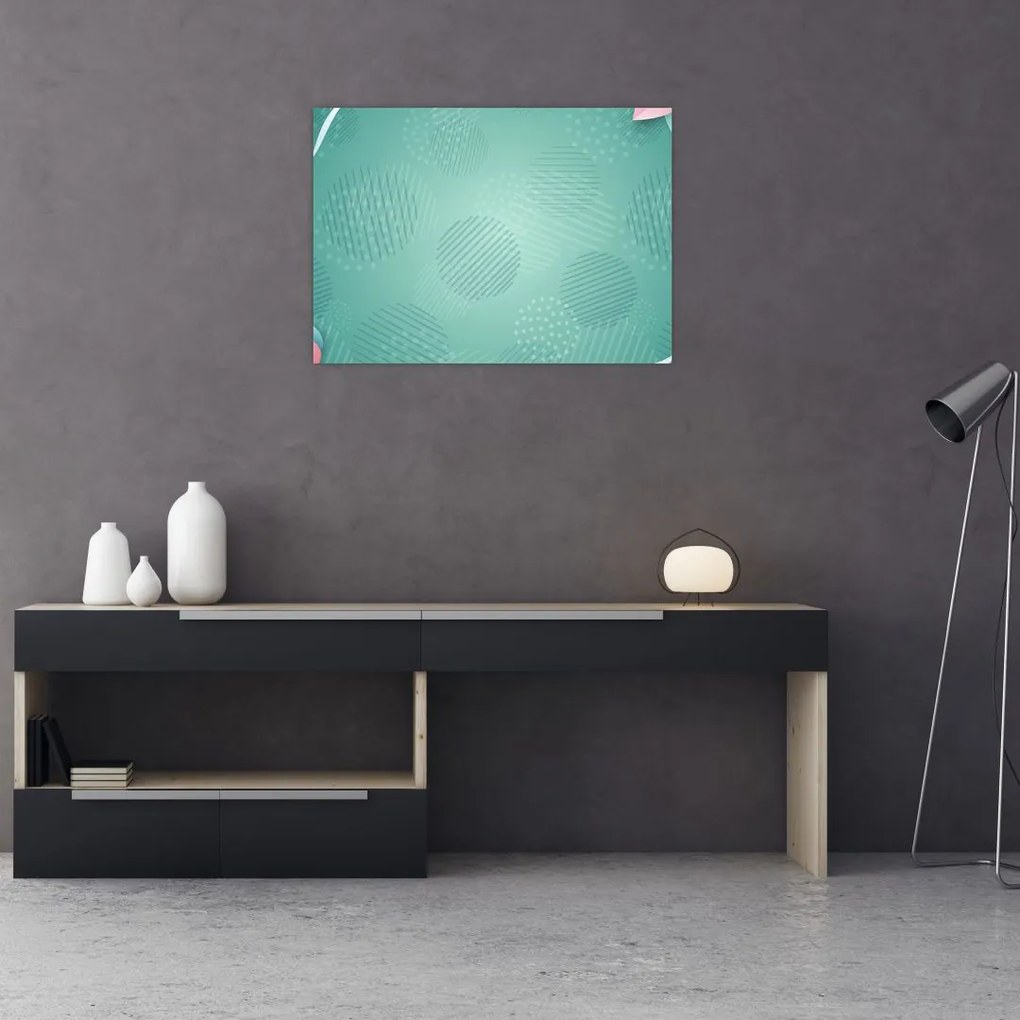 Obraz - Koła z kwiatami (70x50 cm)