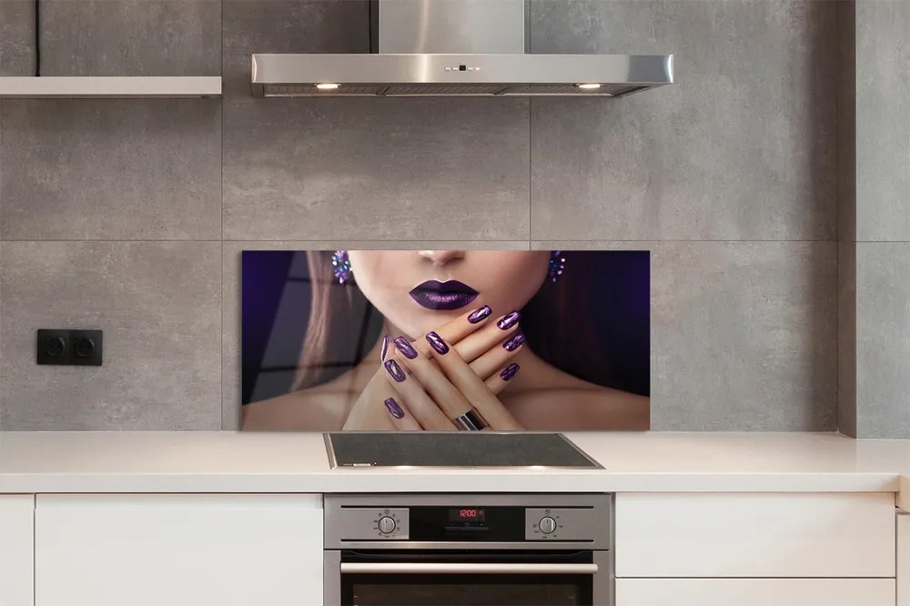 Szklany Panel Kobieta z Fioletowymi Ustami