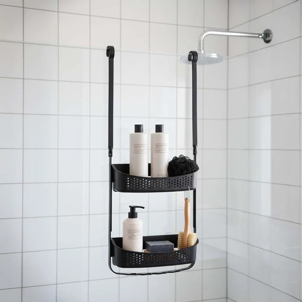 Wisząca plastikowa półka łazienkowa w kolorze matowej czerni Vesper – douceur d'intérieur