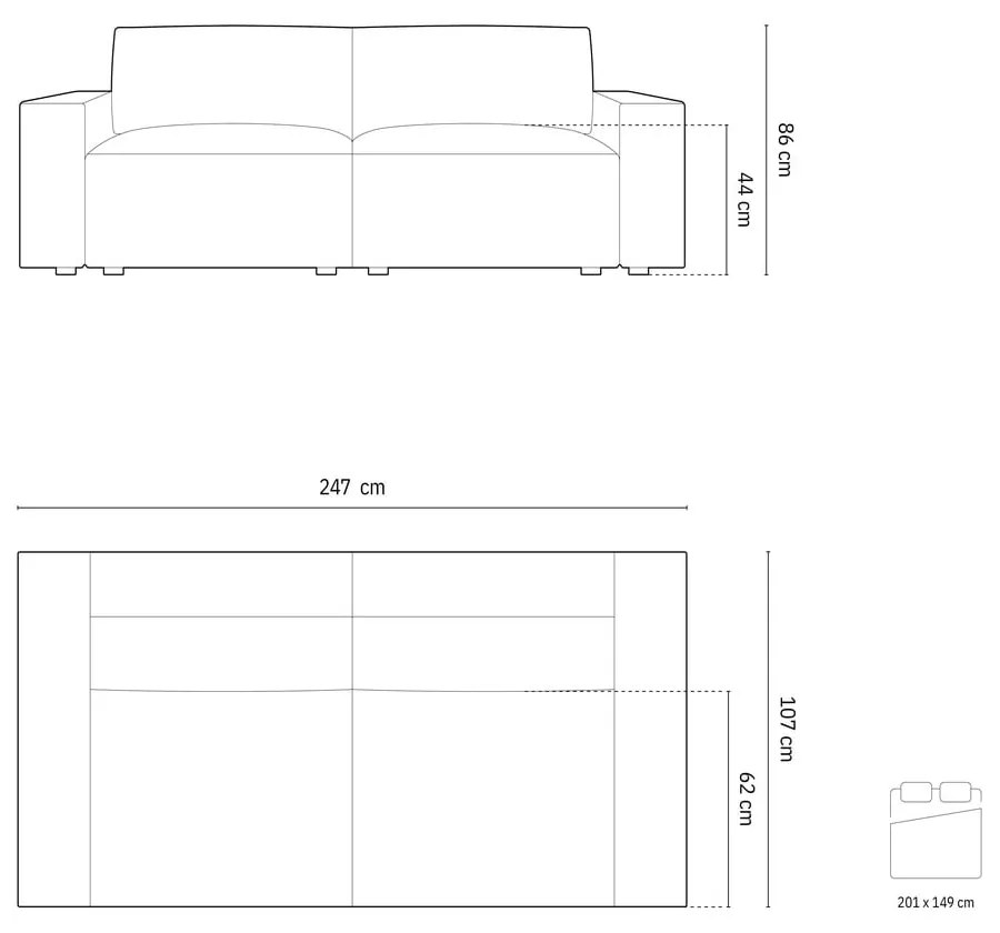 Ciemnoszara rozkładana sofa 247 cm Jodie – Micadoni Home