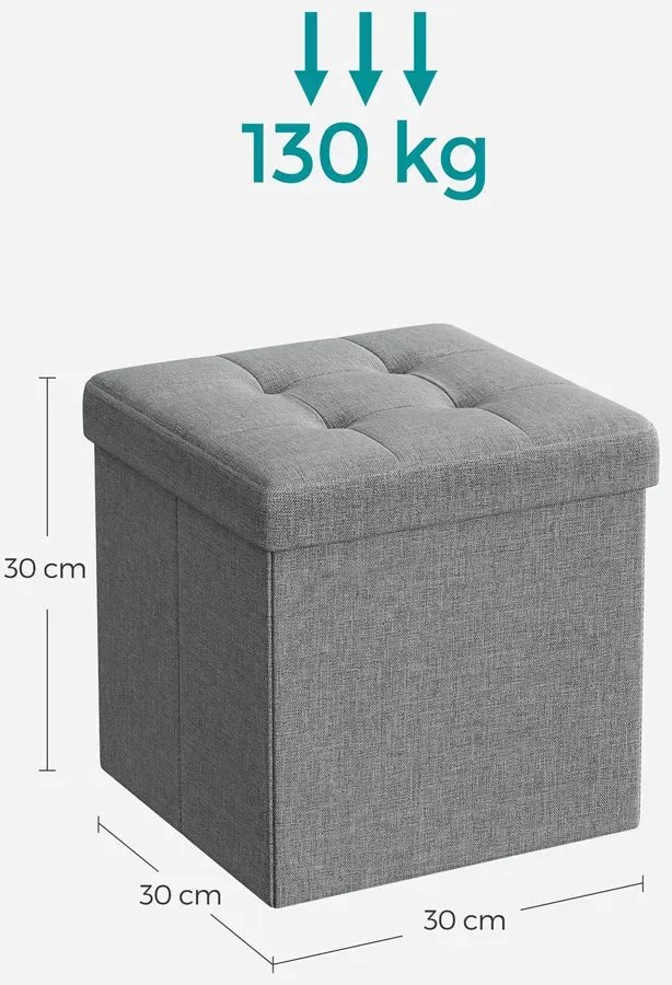 Jasnoszara Kwadratowa Pufa Ze Schowkiem Nidan 3X