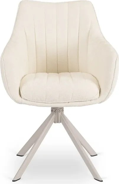 Zestaw Stół Rozkładany VERONA 160-240 cm Biały Marmur/Kaszmir i 4 Krzesła BAJA Kremowe Boucle