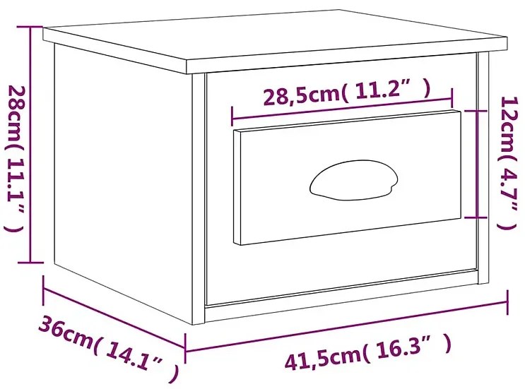 Wisząca szafka nocna z szufladą szary beton T3-D11