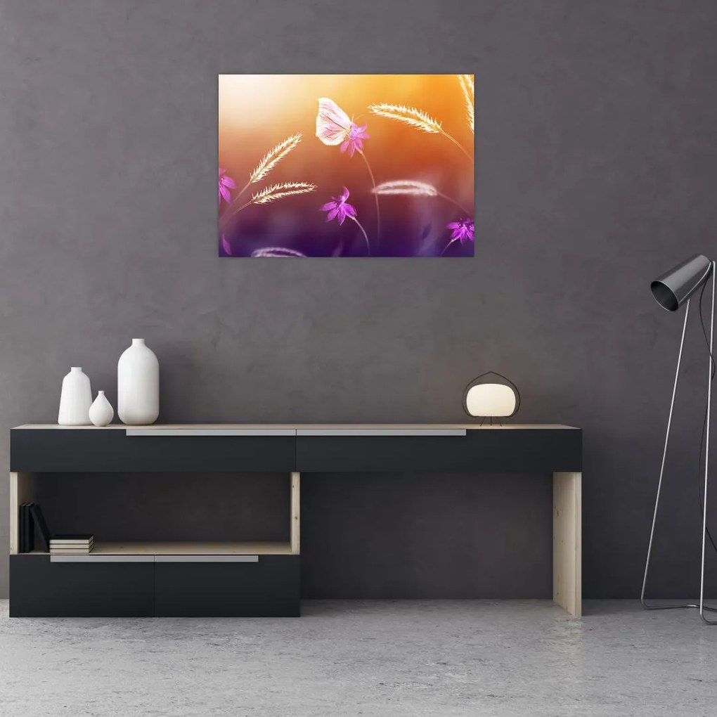 Obraz - Różowy motyl (70x50 cm)