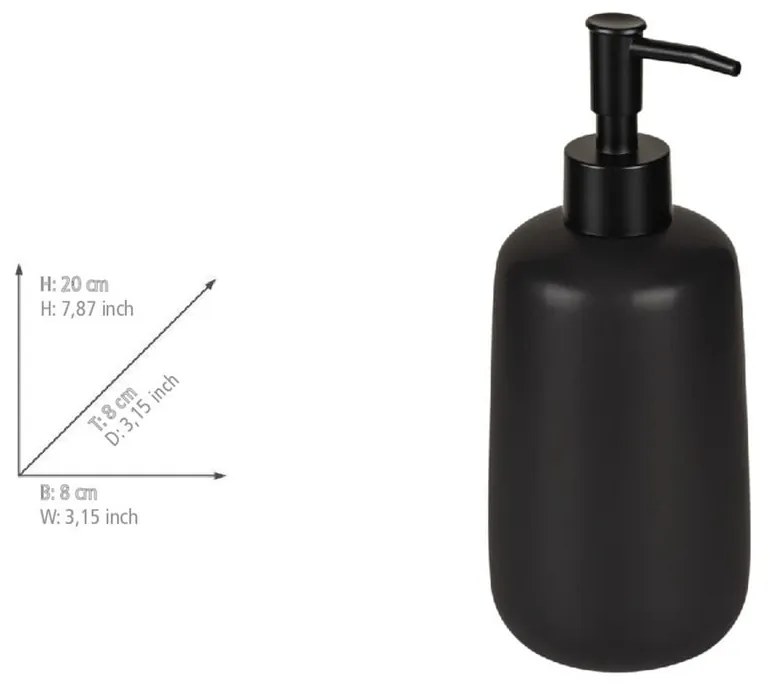 Czarny ceramiczny dozownik do mydła 500 ml Olinda – Allstar