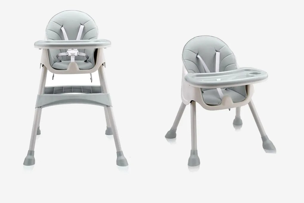 Krzesełko do karmienia tapicerowane dla dzieci szary