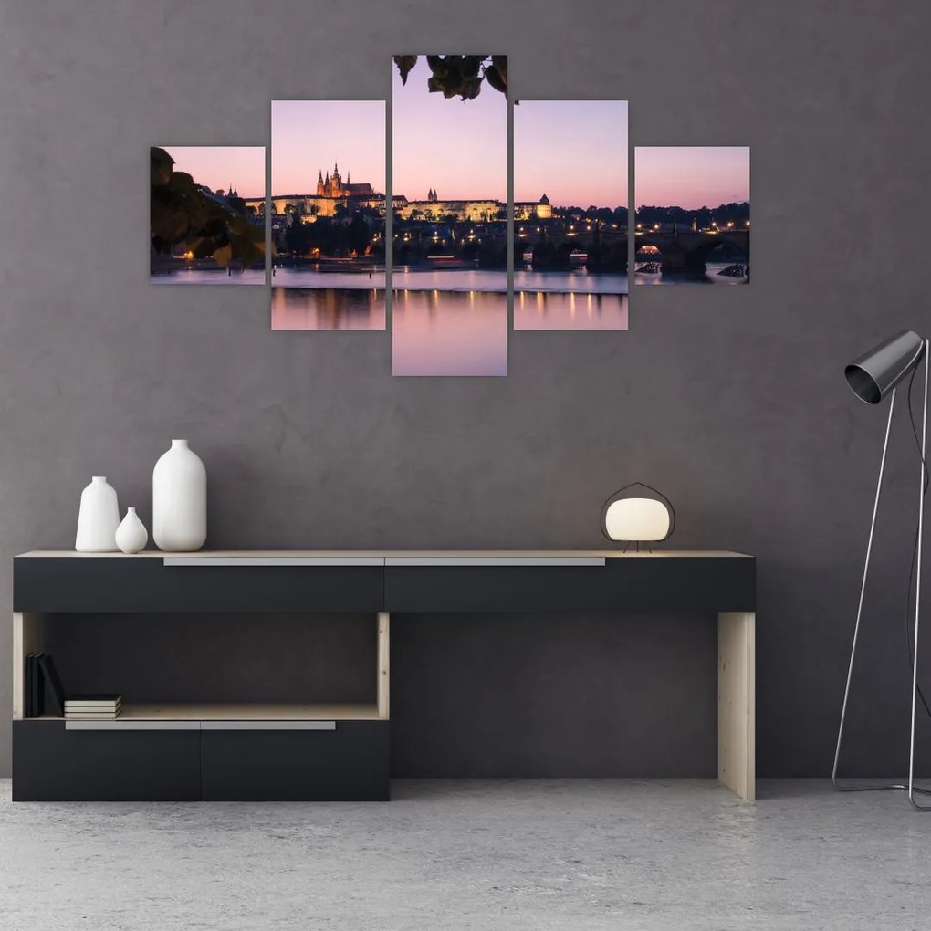 Obraz Zamku Praskiego i Wełtawy (125x70 cm)
