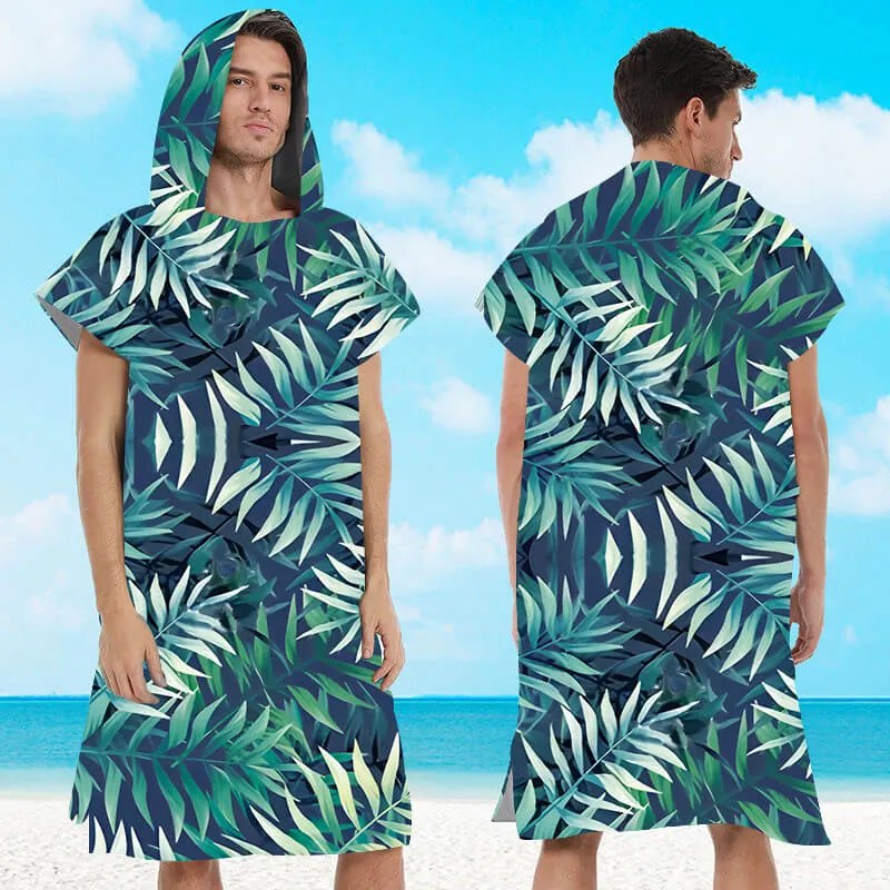 Zestaw plażowy BORNEO – ręcznik plażowy 100×180 cm i ponczo 80×145 cm, ciemnoniebieski