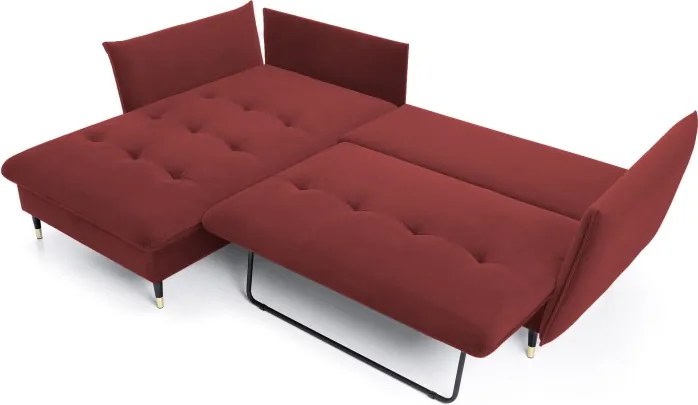 Narożnik GLAM Lewostronny z funkcją spania, zestaw z poduszkami wolnostojący tkanina RIVIERA 61 Burgundowy DOMO HOME