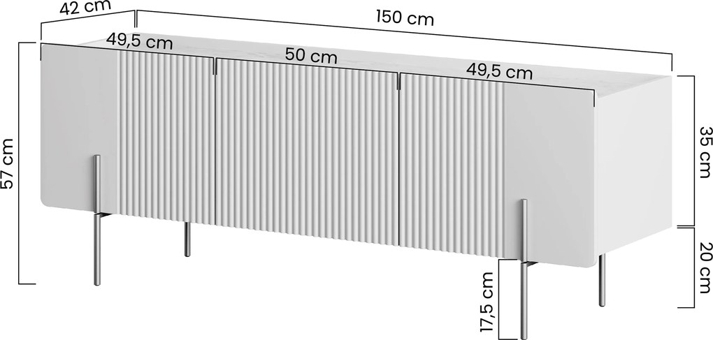 Szafka RTV Malmi 150 cm - czarny mat / czarne nóżki