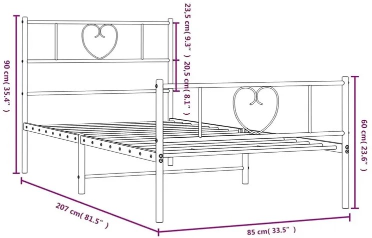 Białe metalowe łóżko loftowe 80x200 cm Sheldon 2X