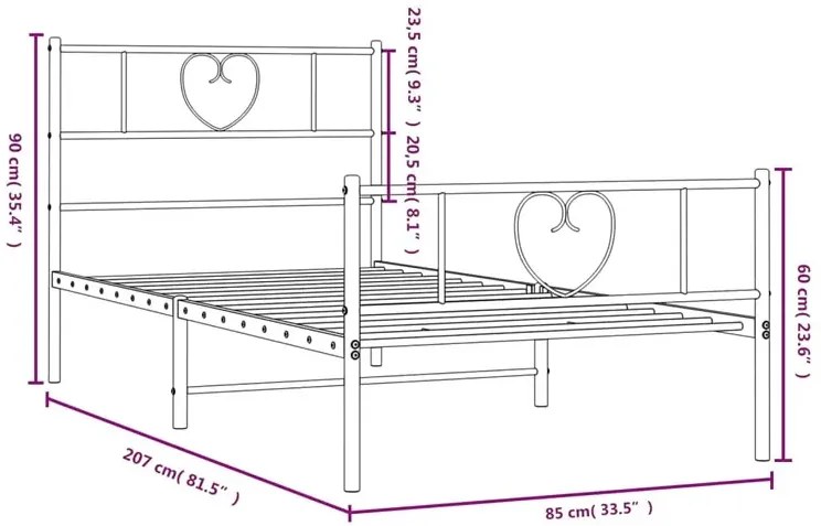 Białe metalowe łóżko loftowe 80x200 cm - Veligo