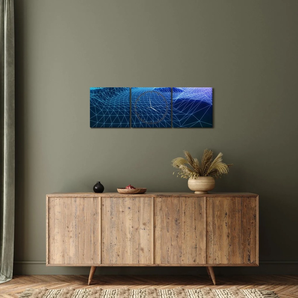 Obraz - Góry w modelu komputerowym (z zegarem) (90x30 cm)