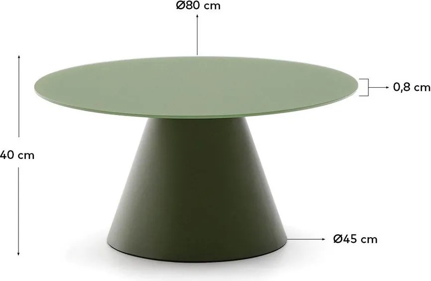Zielony okrągły stolik ze szklanym blatem ø 80 cm Wilshire – Kave Home