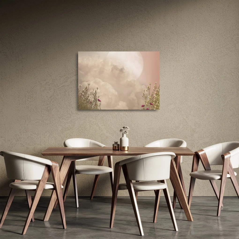 Obraz na szkle - Różowa pełnia księżyca (70x50 cm)